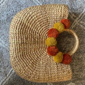 Rafia straw tote bag